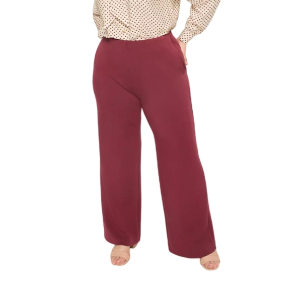 Lane Bryant Womens Plus Size Burgundy Wide Leg Pants Size 16 - Picture 1 of 5